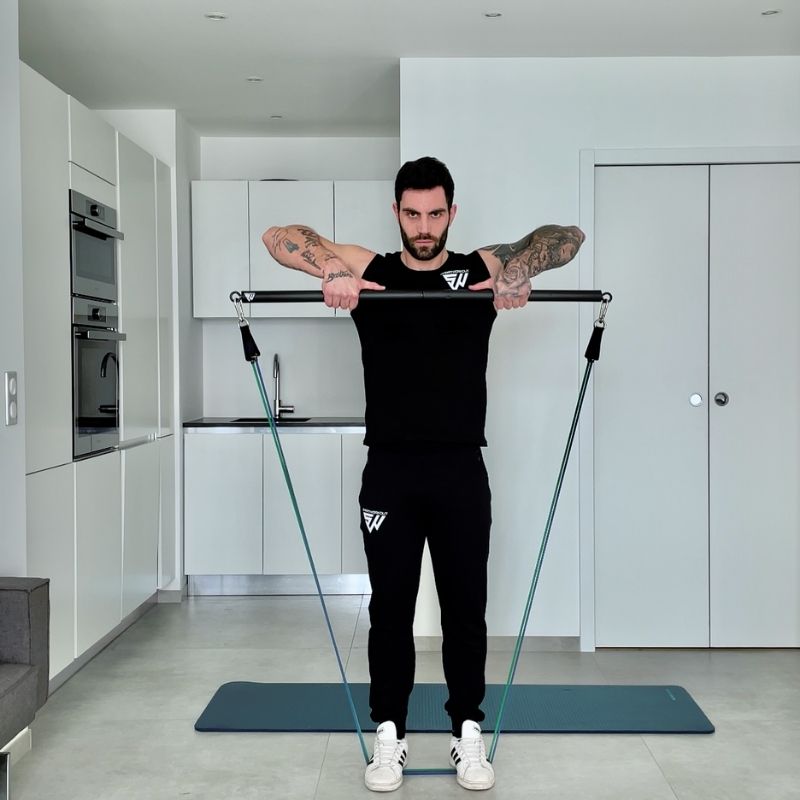 Upright Row Exercise with Resistance Bands