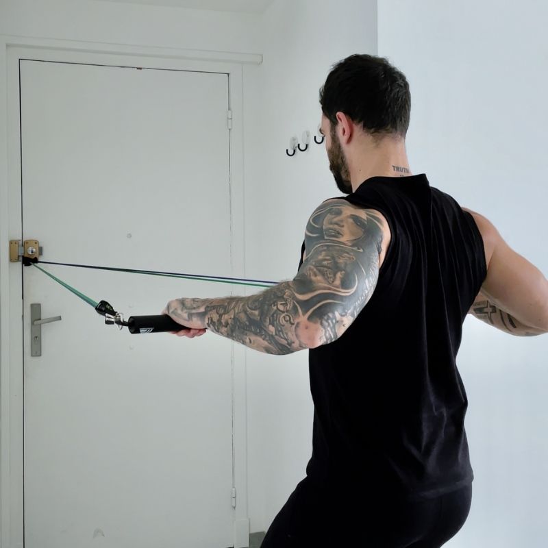 Cable Row Exercise with Resistance Bands