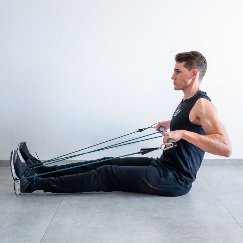 Cable Seated Row Exercise with Resistance Bands