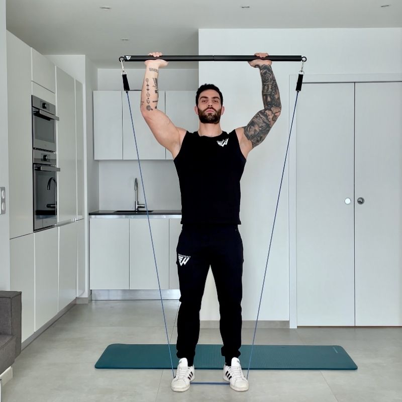 Overhead Press Exercise with Resistance Bands